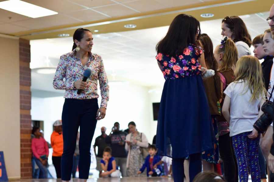 Representative Sharice Davids answers kids' questions on Diversity Day on April 25 at Piper Elementary School. 
