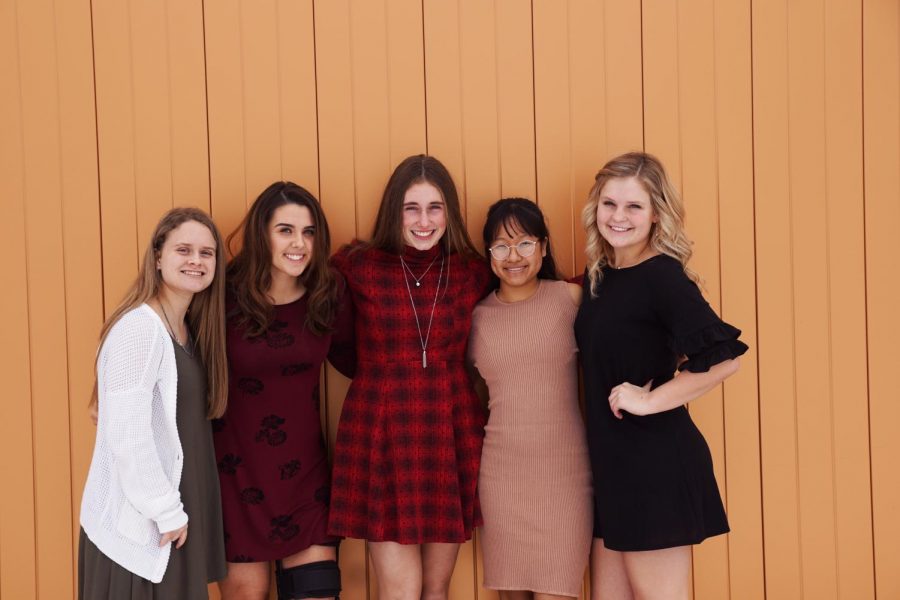 Courtwarming queen candidates: Emily Brandt, Lauren Pappert, Riley Porter, PaNhia Penney, and Emma Martin. 